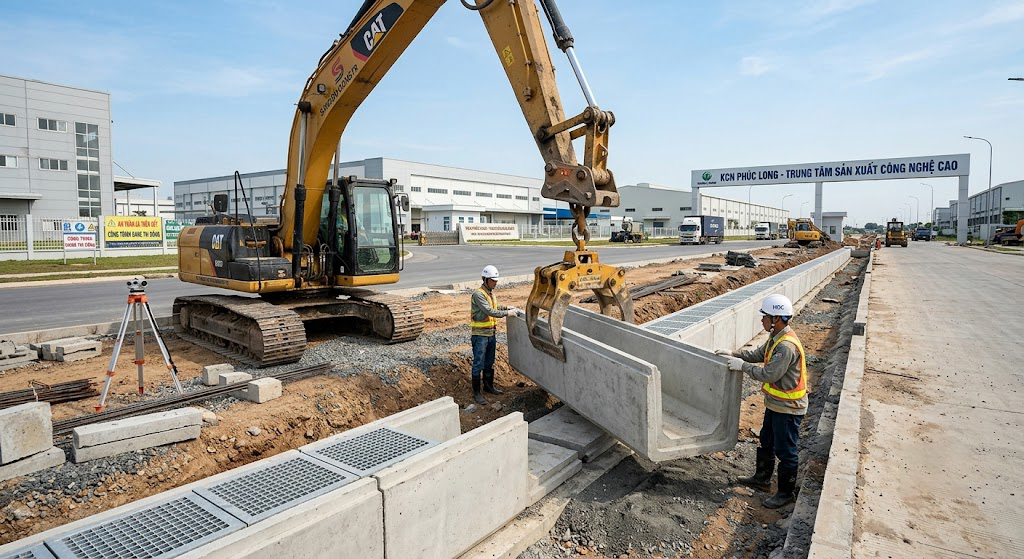 Khu Công Nghiệp Sông Mây Mở Rộng 2026: Đo Đạc Trắc Địa Công Trình, Định Vị Nhà Xưởng & Hệ Thống Thoát Nước – Giải Pháp Chống Ngập Úng Cho Doanh Nghiệp Đồng Nai